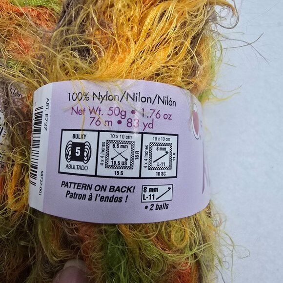 Red Heart Kiss Yarn Bulky Elf 3530 Green Orange - 2 Skeins Nylon 76m/83yd Italy - Picture 4 of 4